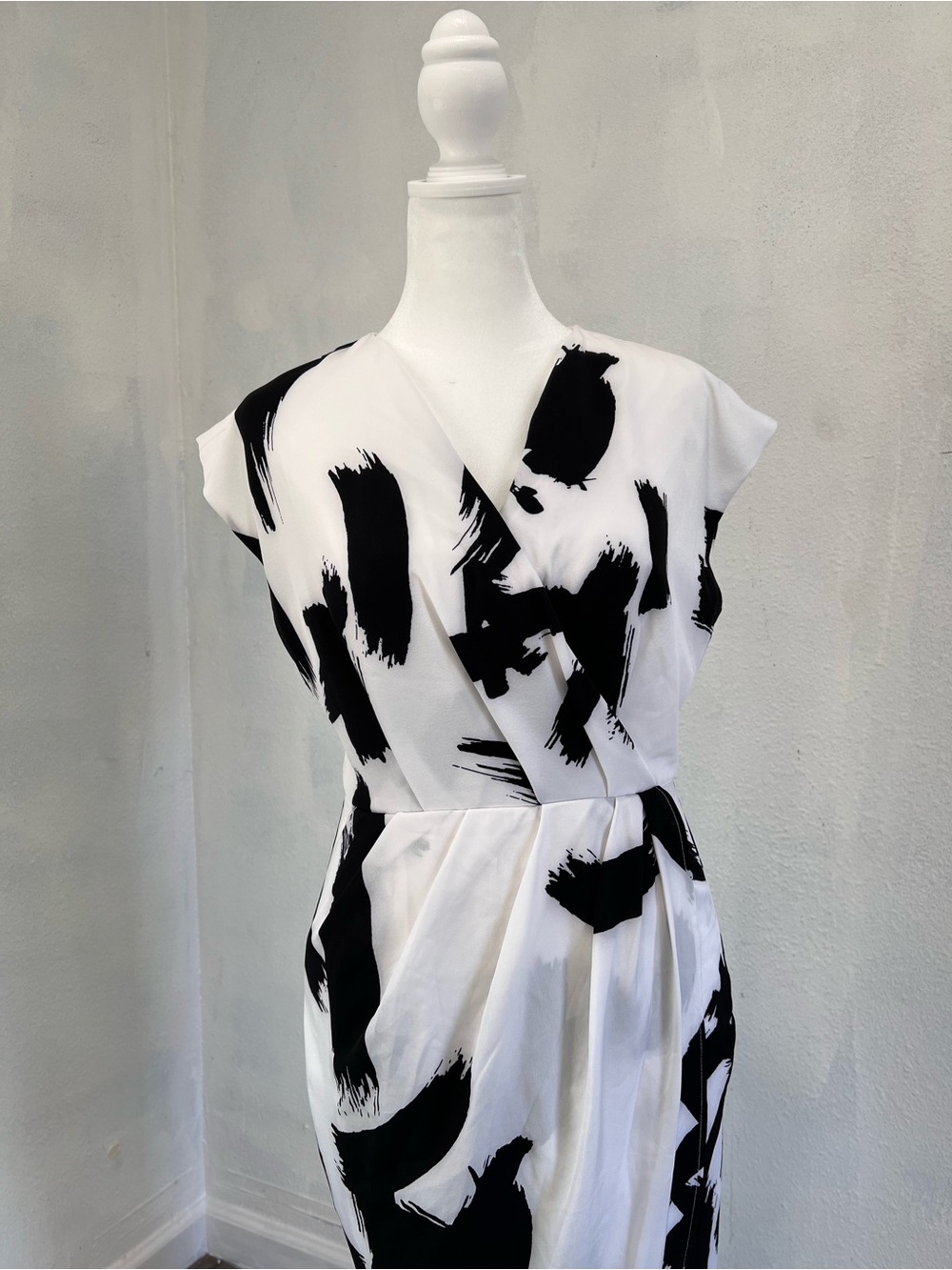 Black & White Brushstroke Wrap Dress